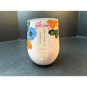 Rifle Paper Co. x Corkcicle Stemless Wine Cup With Lid Blush Lively Floral *READ